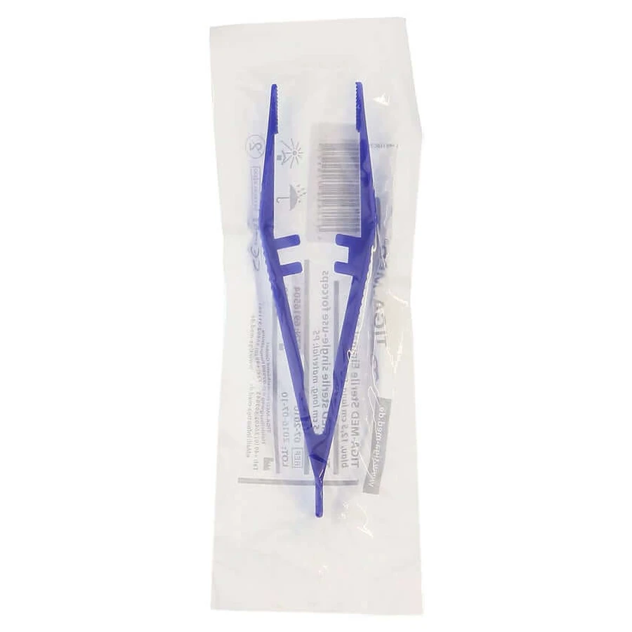 Tweezers Disposable Sterile Plastic blue 1 pc