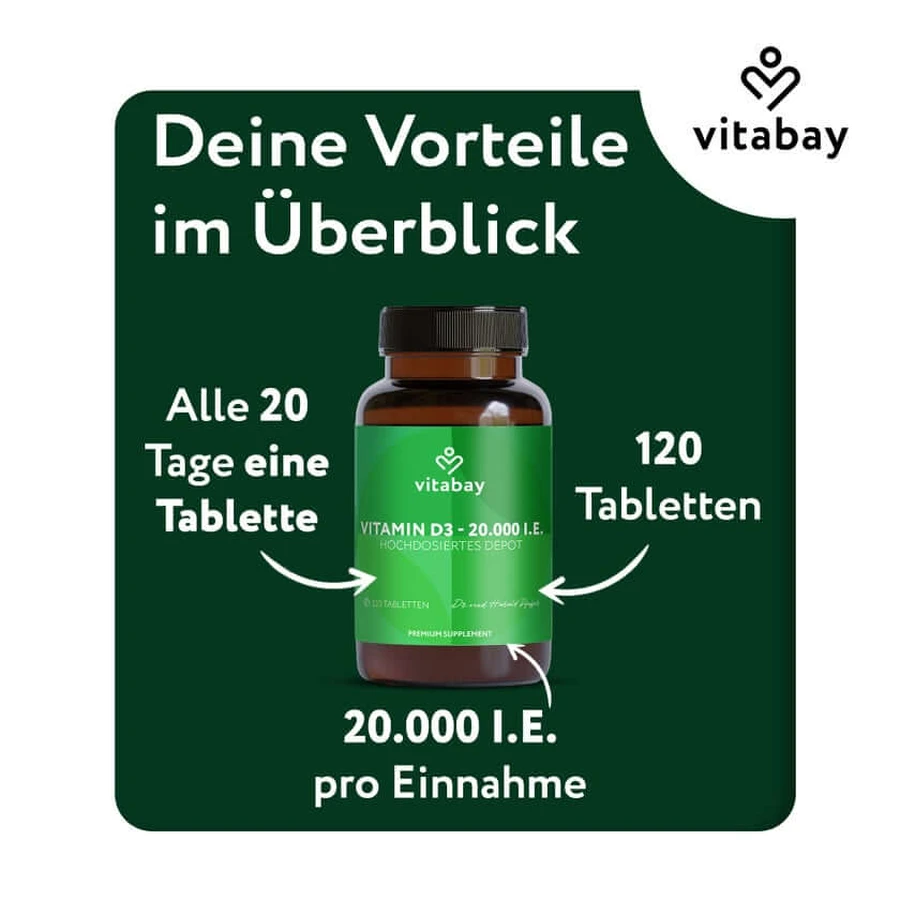 Vitabay Vitamine D3 Depot 20 000 U.I. 120 St.