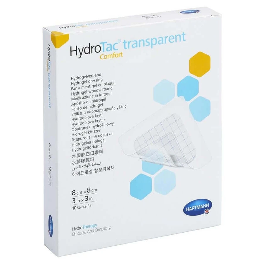 Hydrotac transparant hydrogelverband 8x8 cm 10 st.
