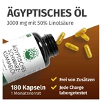 GREEN NATURALS Olio di cumino nero egiziano 3000 mg, vegano, 180 capsule