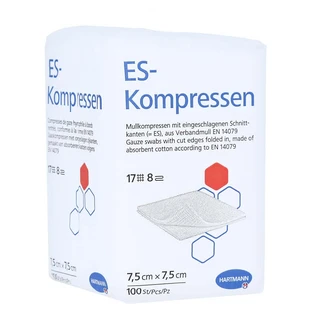 Es-compresses non stériles 7.5x7.5 cm 8 plis 100 pcs.