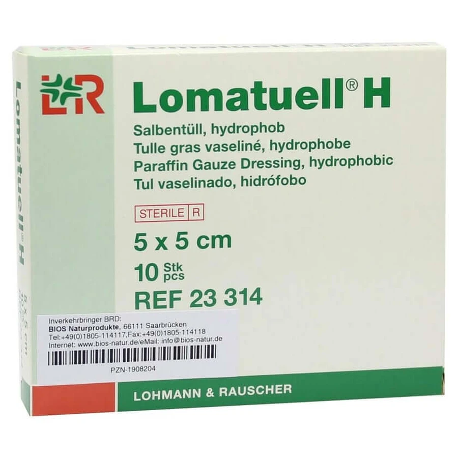 Lomatuell H Salbentüll 5x5 cm steril 10 St