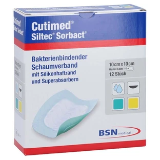 Cutimed Siltec Sorbact PU bandage 10x10 cm 12 pcs.