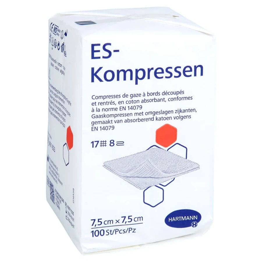 Es-compresses non stériles 7,5x7,5 cm 8 plis 100 pcs.