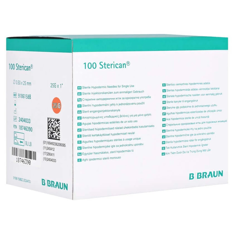 Sterican disposable cannula 25 G 25 Mm 100 pcs
