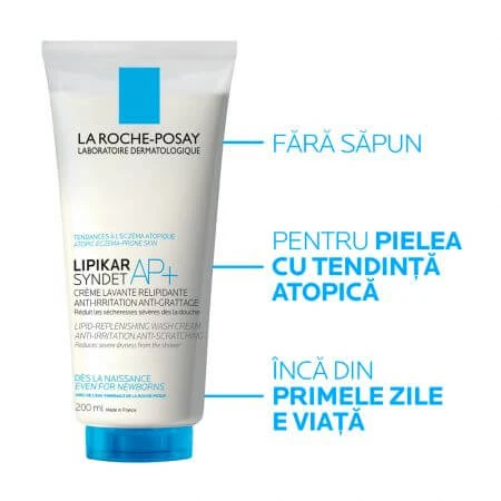 La Roche-Posay Lipikar Syndet AP+ Anti-Irritation Cream Wash for Sensitive Skin, 200 ml