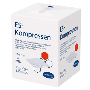 Compresas de gasa Hartmann ES no estériles 10 x 10 cm, 17 hilos, 8 capas 100 uds.