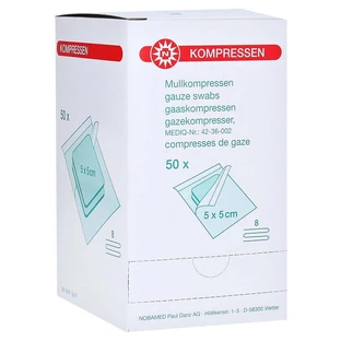 Noba Mullkompresse-steril 8-fach, 50 x 2 Stück, 5 x 5 cm 50X2 St