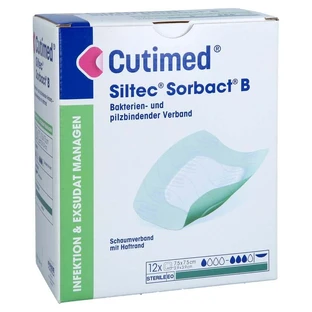 Cutimed Siltec Sorbact B Pu-verb.7,5x7,5 Cm 12 St