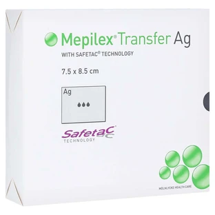 Mepilex Transfer Ag foam dressing 7.5x8, 10 pcs.