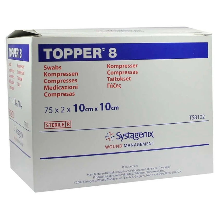 Topper 8 kompressen 10x10 cm steriel 75X2 st.