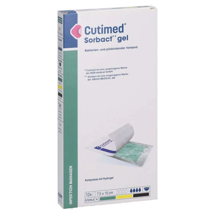 Cutimed Sorbact Gel Kompressen 7,5x15 cm 12 st.