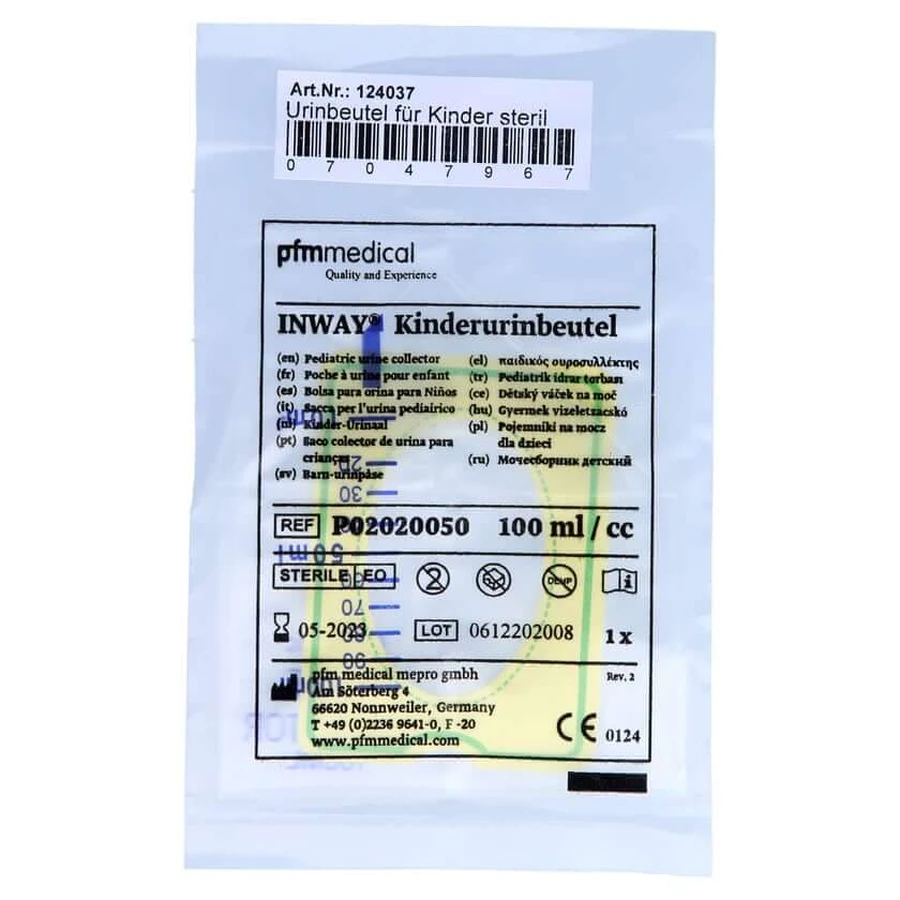 Bolsa de orina estéril para niños 100 ml 1 ud.