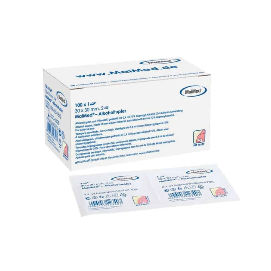 Torundas de alcohol maimed 30x30 mm blanco de V 100 uds.