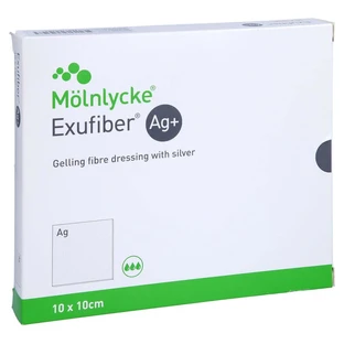 Exufiber Ag+ 10x10 cm compuesto de fibras con imagen de gel 10 uds.