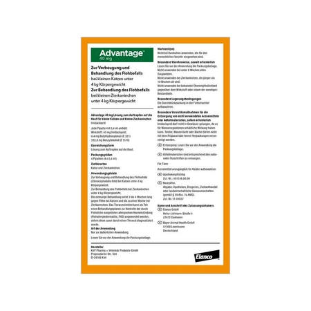 Advantage Spot-On 40 tegen vlooien kleine katten 4X0,4 ml