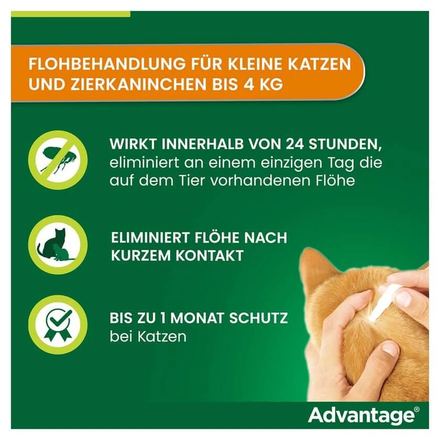 Advantage Spot-On 40 tegen vlooien kleine katten 4X0,4 ml