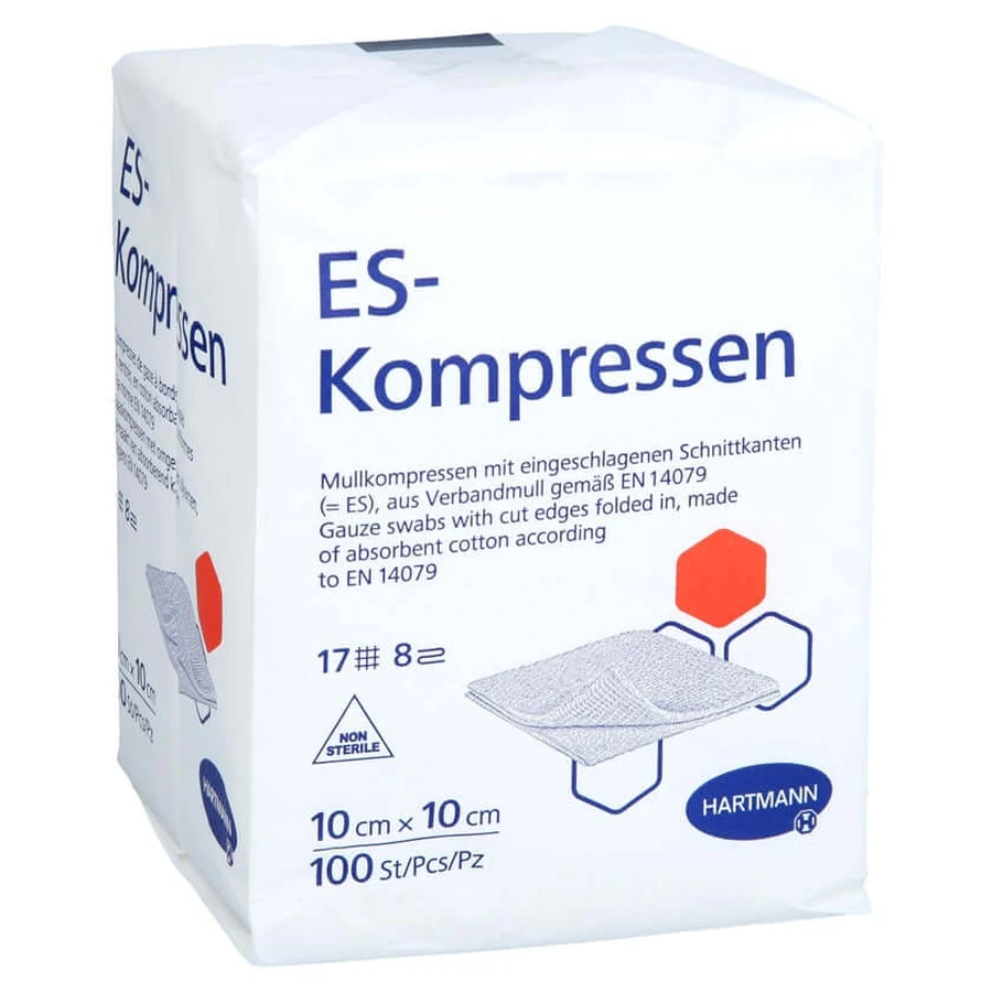 Es-compresses non stériles 10x10 Cm 8 fois 100 pcs.