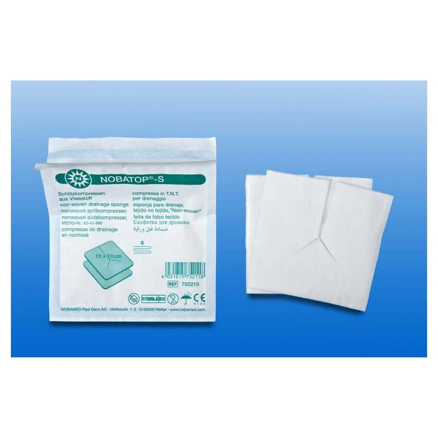 Noba Nobatop-steril S slit compresses, 50 x 2 pieces, 7.5 x 7.5 cm 50X2 pcs.