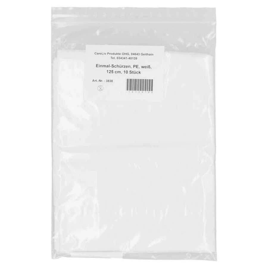 Tablier jetable PE blanc 125 cm non stérile 10 pcs