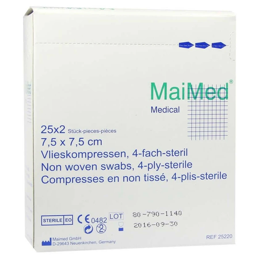 Vlieskompressen steriel 7,5x7,5 cm 25X2 st.