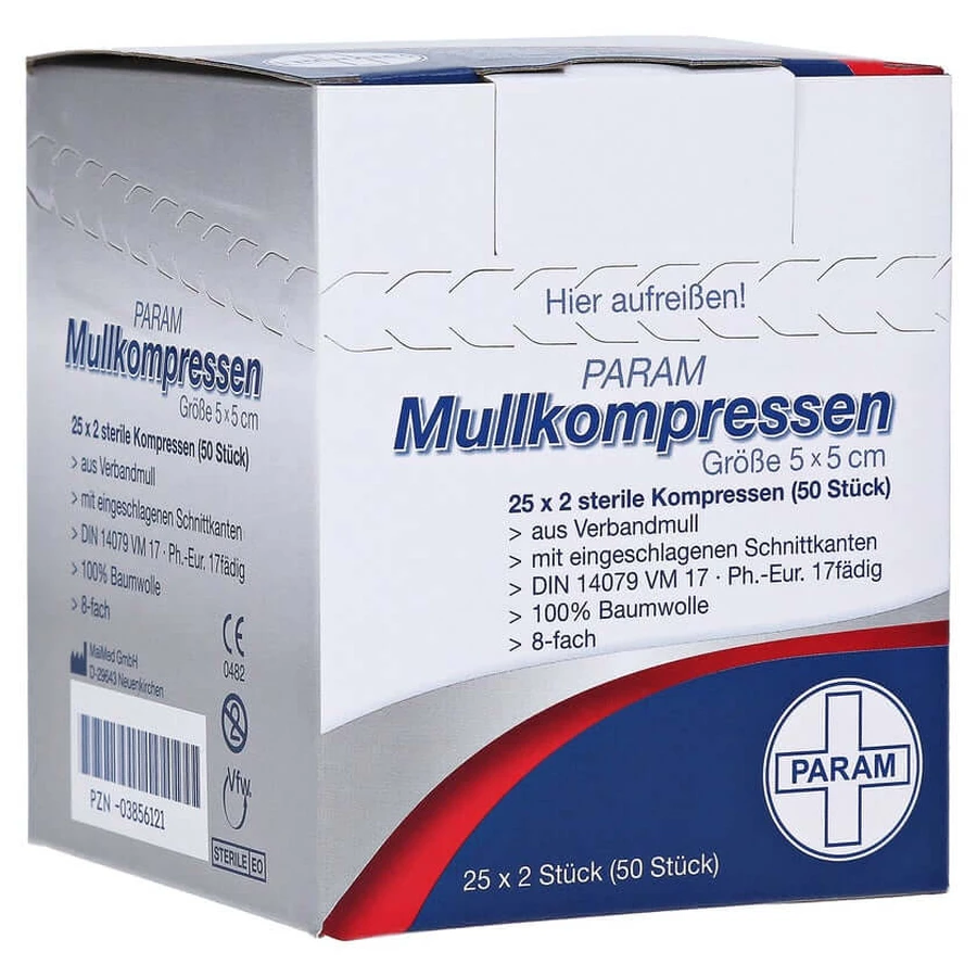 Gaaskompressen 5x5 cm steriel 8-voudig 25X2 st.