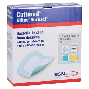Cutimed Siltec Sorbact PU dressing 12.5x12.5 10 pcs.