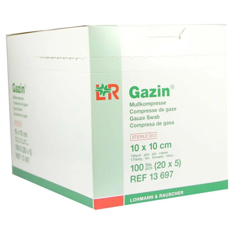 Gazin gaaskompressen 10x10 cm steriel 12-voudig 20X5 st.