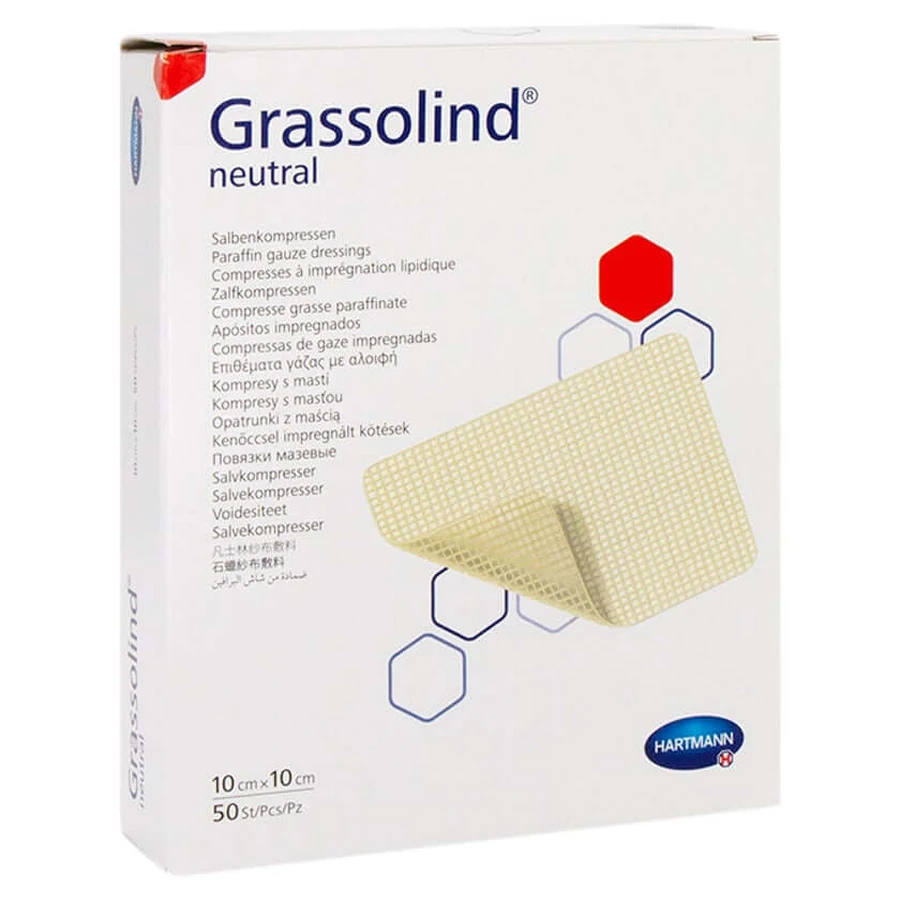 Grassolind zalfkompressen 10x10 cm ste 50 st.
