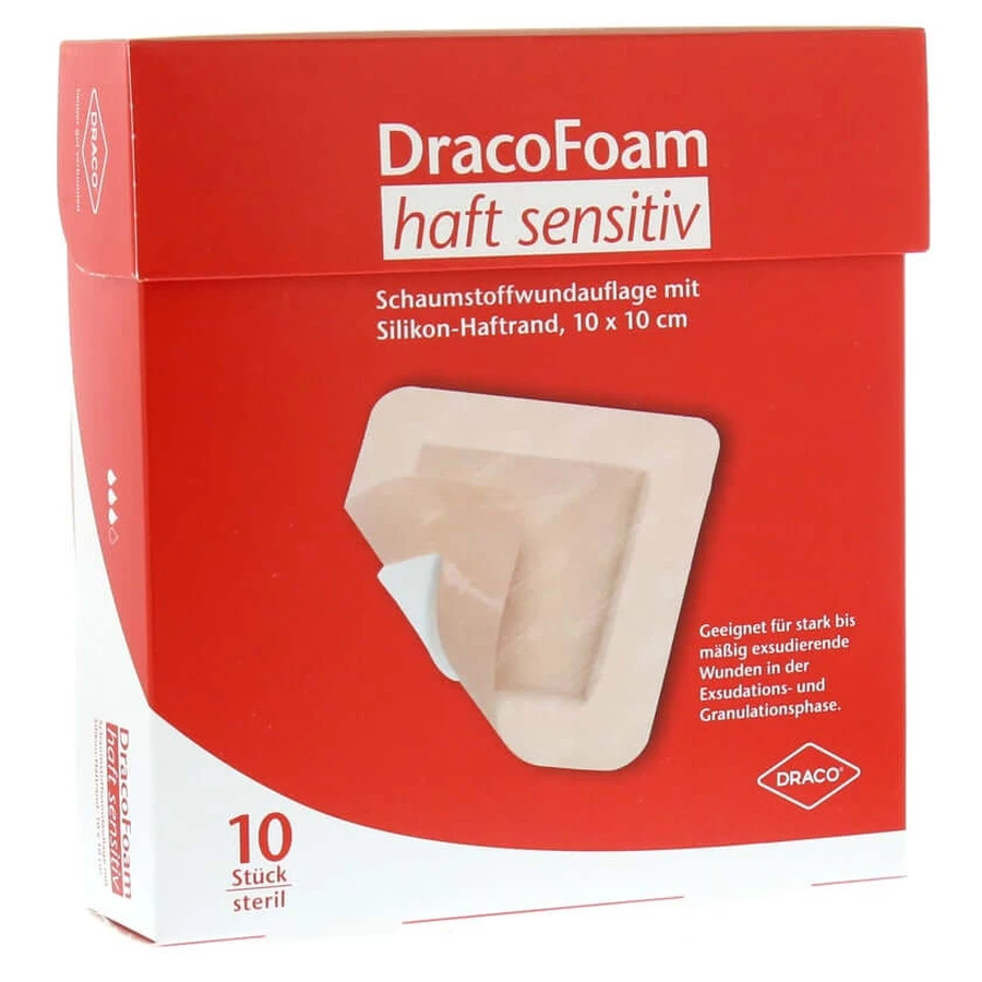 Dracofoam Mousse adhésive pour plaies sensibles. 10 pièces