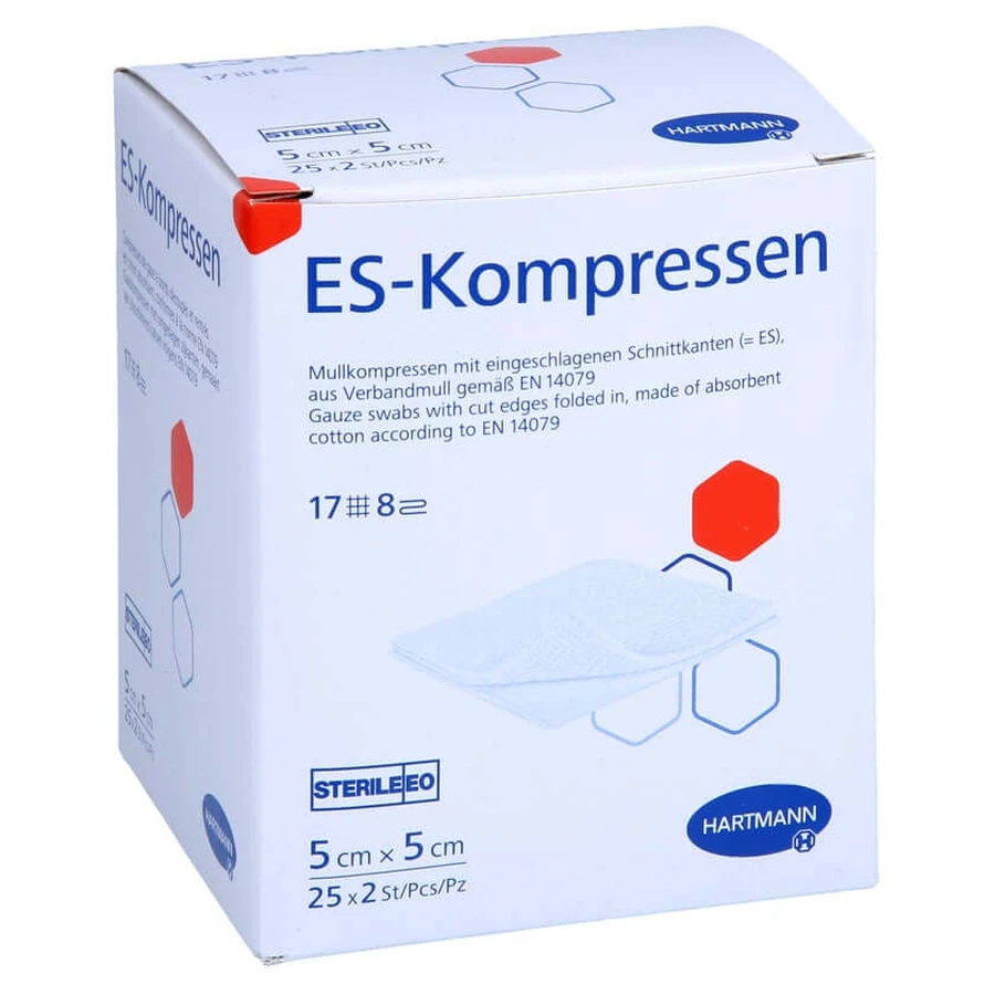 Es-compressen steriel 5x5 cm 8 vouwen 25X2 st.