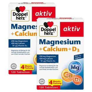 Dubbelhart Magnesium + Calcium + D3 2X120 St