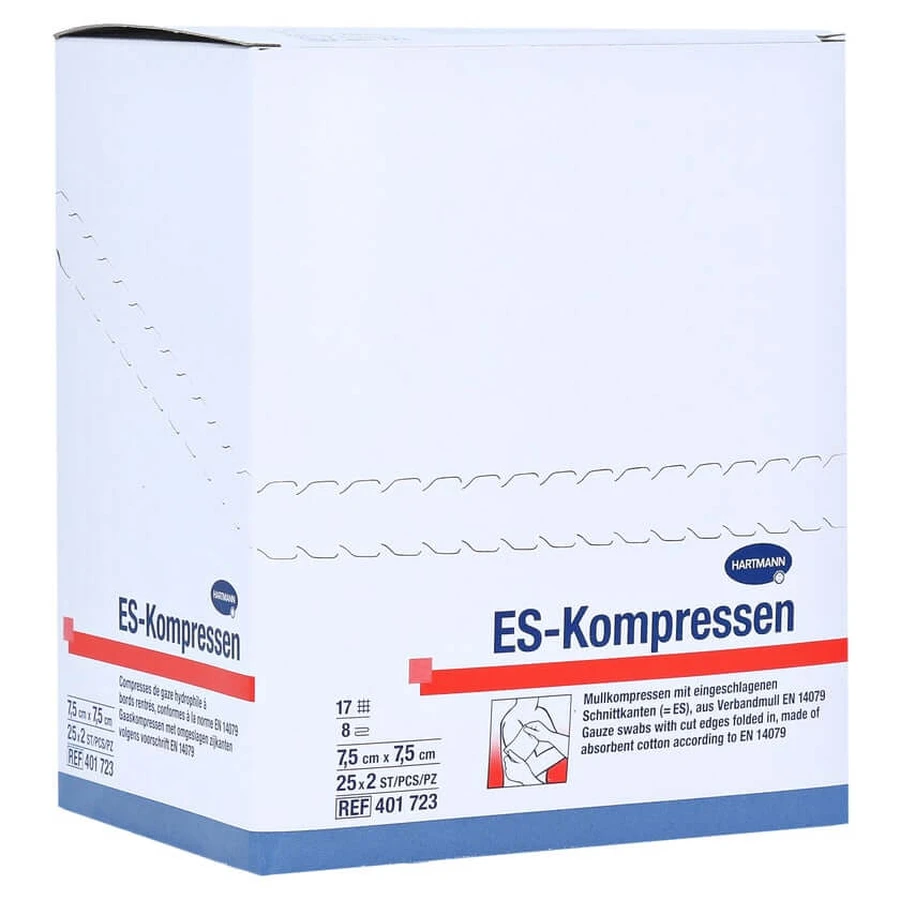 Es-compresses sterile 7,5x7,5 cm 8 fold 25X2 pcs.