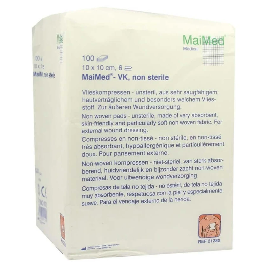 Non-woven compresses non-sterile 10x10 cm 6-fold 100 pcs.
