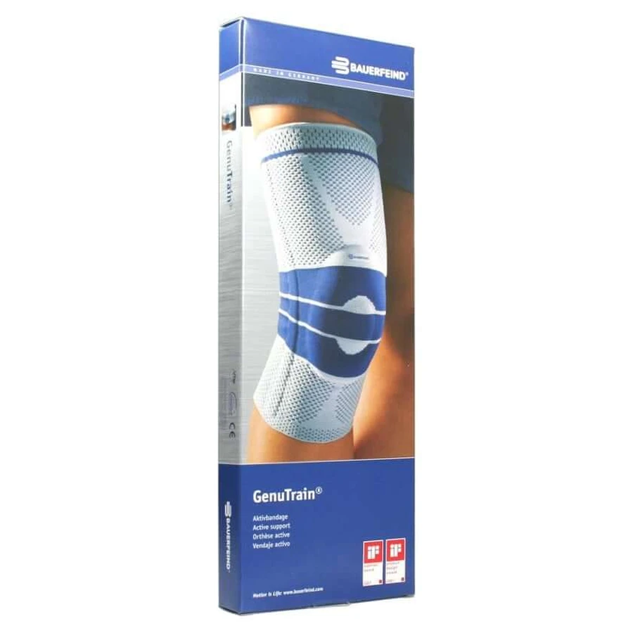 Bauerfeind GenuTrain kniebandage, maat 6, titanium 1 st