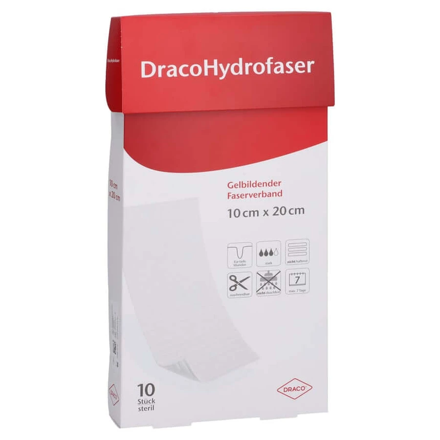 Dracohydrofiber 10x20 Cm Pansement en fibre gélifiée 10 pcs.
