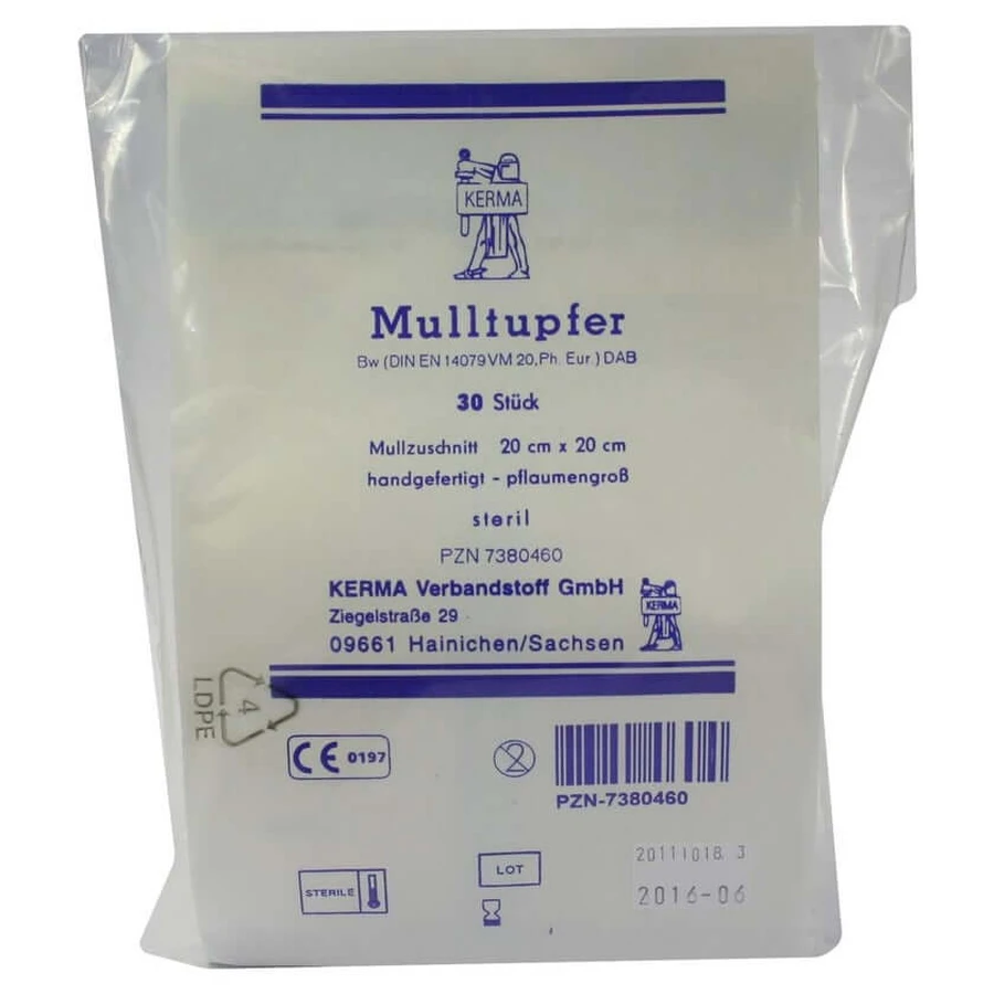 Gauze swab 20x20 cm plum-sized sterile 30 pcs.