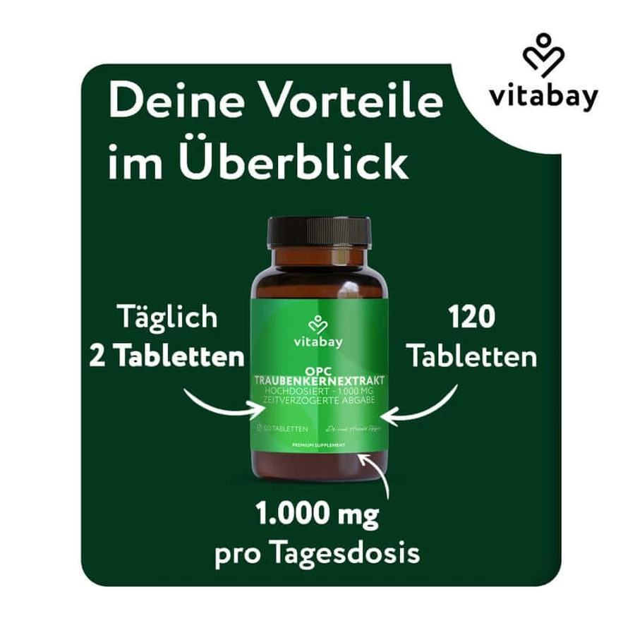 Vitabay OPC Grape Seed Extract 1000 mg high dose 120 St