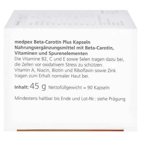 medpex bètacaroteen plus capsules 90 capsules