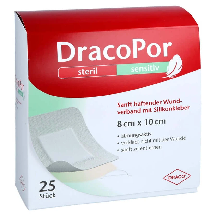 Dracopor Sensitive 8x10 cm sterylny z silikonem 25 szt.: ceny i cechy