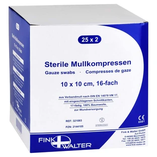 Gaaskompressen 10x10 cm steriel 16-voudig 25X2 st.
