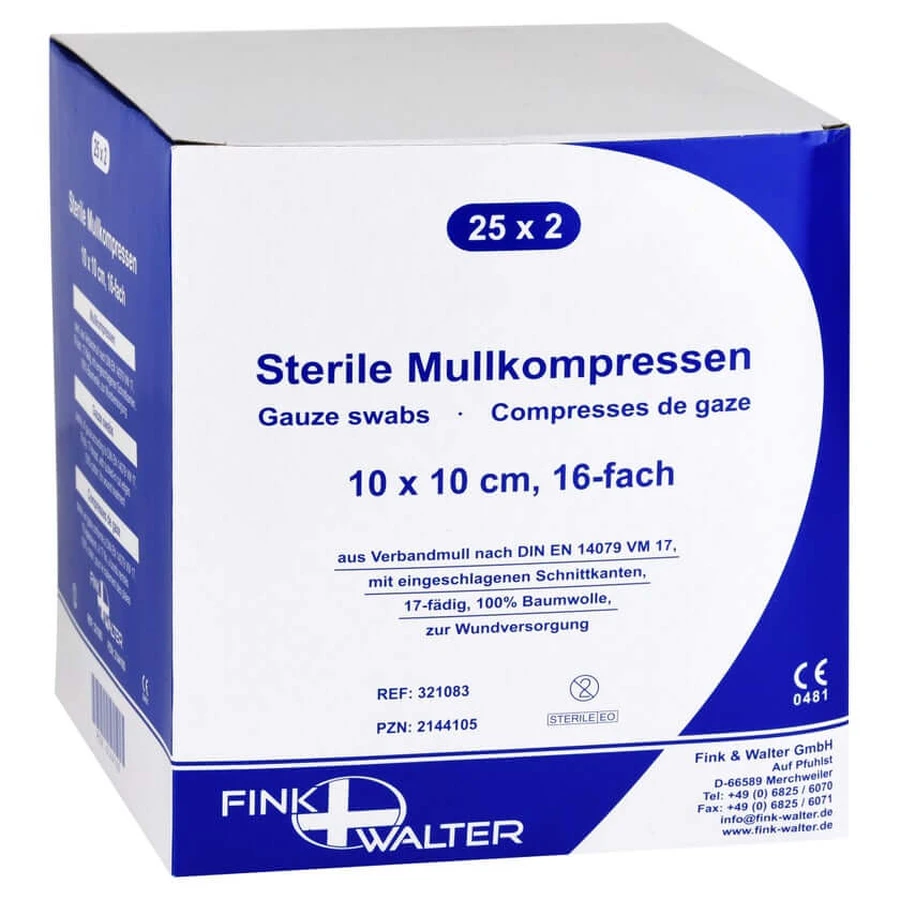 Gaaskompressen 10x10 cm steriel 16-voudig 25X2 st.