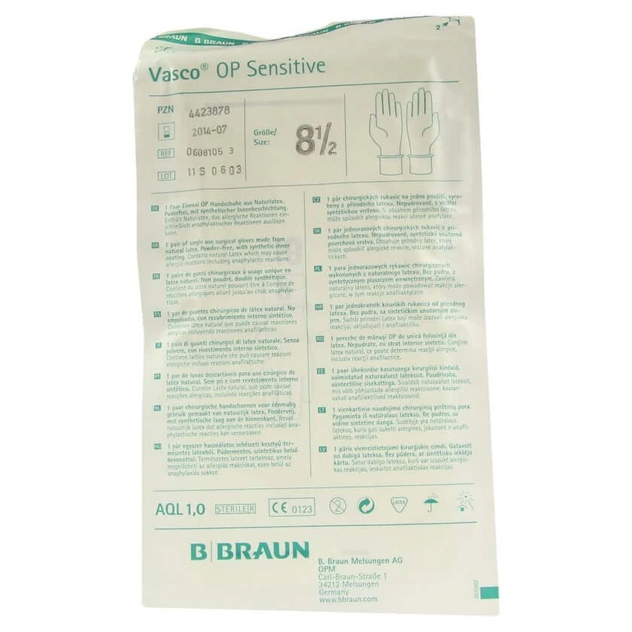 Vasco OP Sensitive handschoenen steriel poeder 2 stuks.