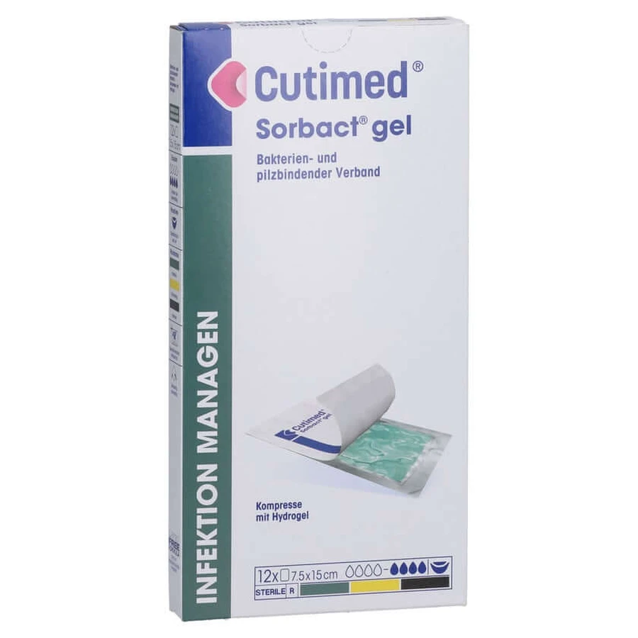 Cutimed Sorbact Gel Compresses 7.5x15 cm 12 pcs.