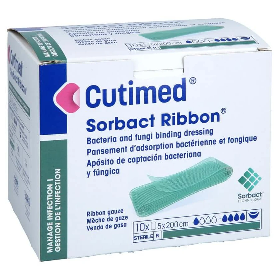 Cutimed Sorbact Tamponades Lint 5x200 Cm 10 st.