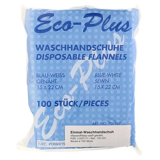 Wegwerp washand Eco-plus blauw-wit 100 stuks.
