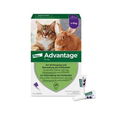 Advantage Spot-On 80 tegen vlooien grote katten 4X0,8 ml