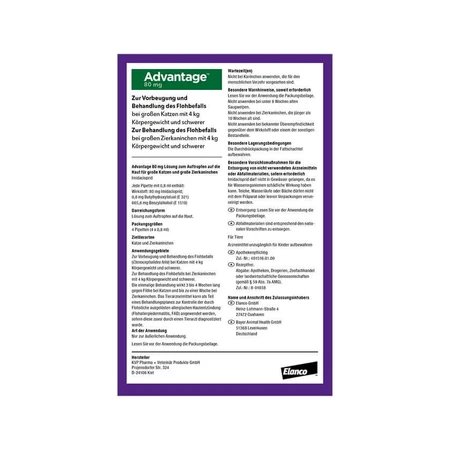 Advantage Spot-On 80 tegen vlooien grote katten 4X0,8 ml