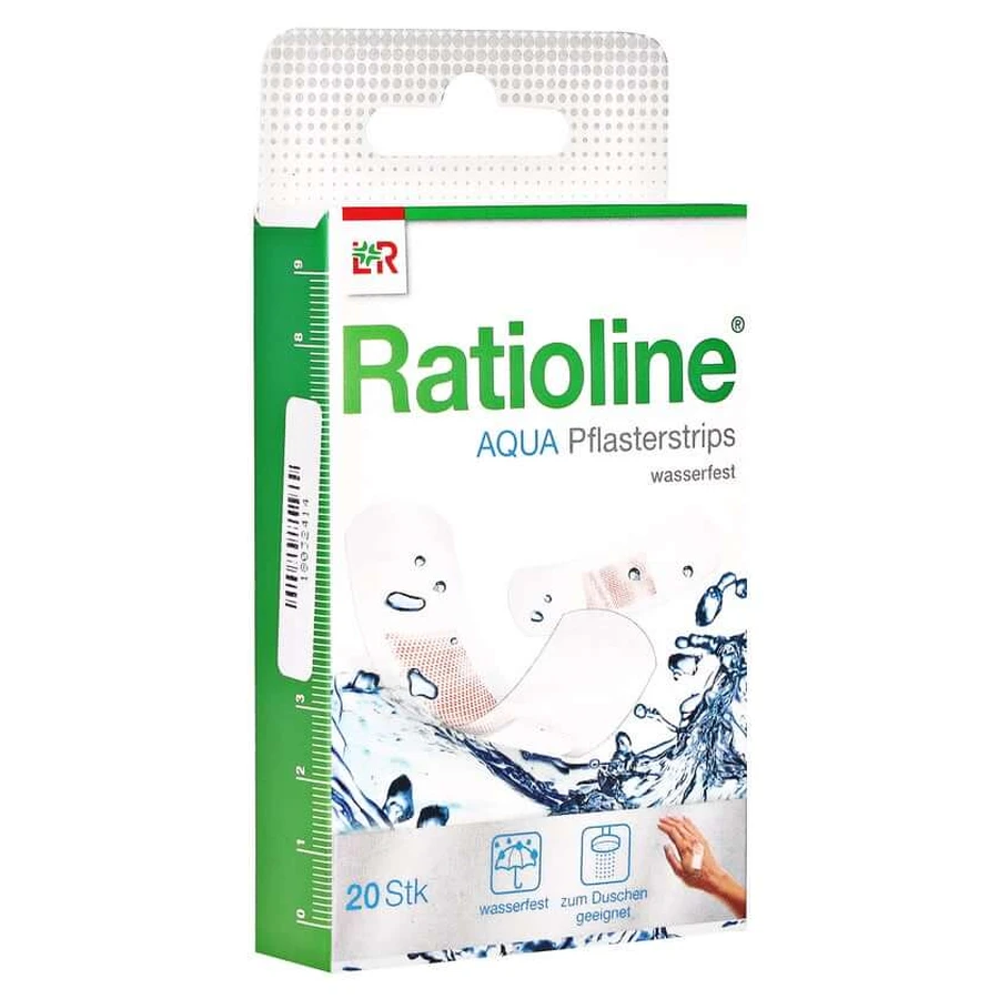 Ratioline aqua tiras de esparadrapo en 2 tamaños 20 uds.