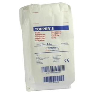 Topper 8 compresas 7,5x7,5 cm no estériles 100 uds.